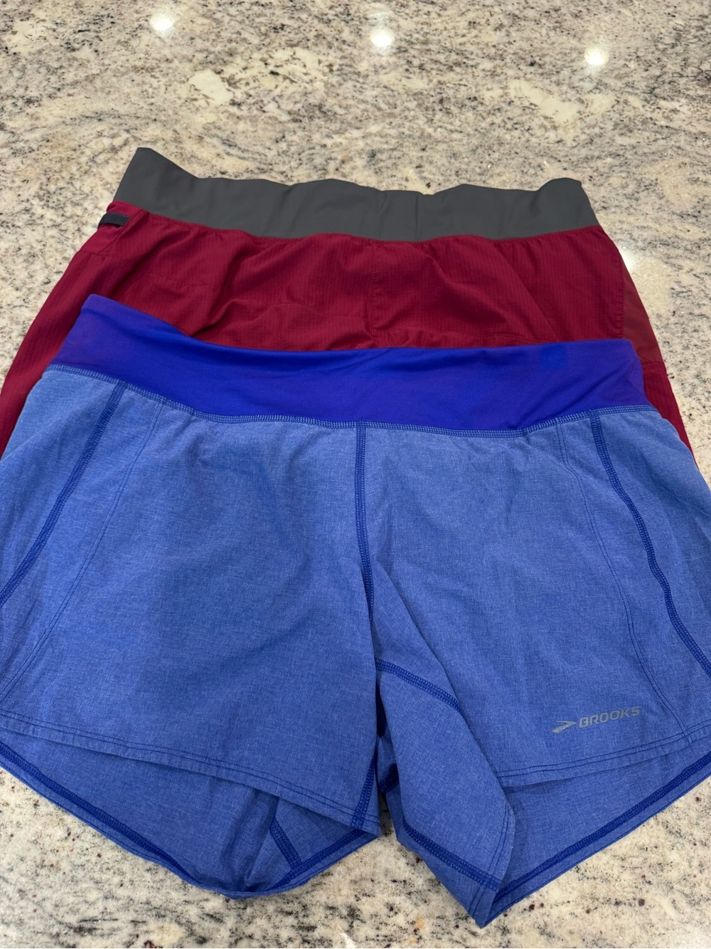 Brooks Women’s Running Shorts Size Large Lot of 2 Blue and Burgundy